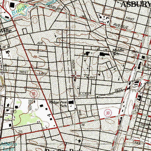 Topographic Map of Saint Peter Claver Church, NJ