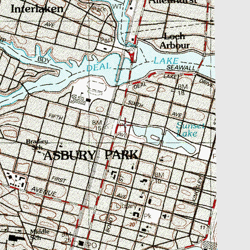 Topographic Map of Sunset Park, NJ