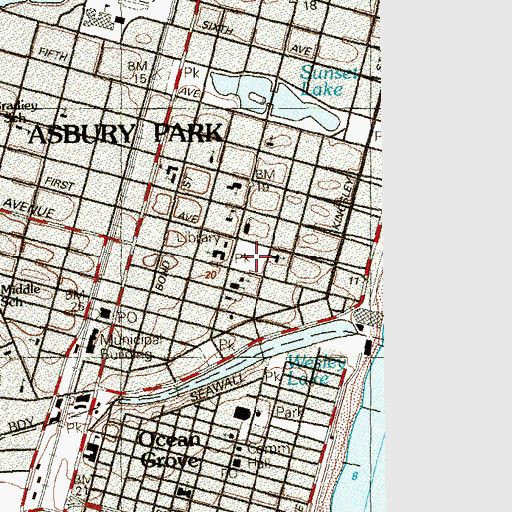 Topographic Map of Liberty Square Park, NJ