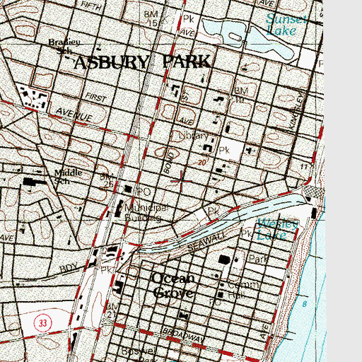 Topographic Map of Thurgood Marshall Elementary School, NJ