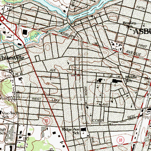 Topographic Map of Church of God of Prophecy, NJ