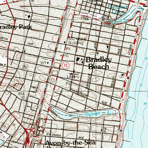 Topographic Map of Saint James Episcopal Church, NJ