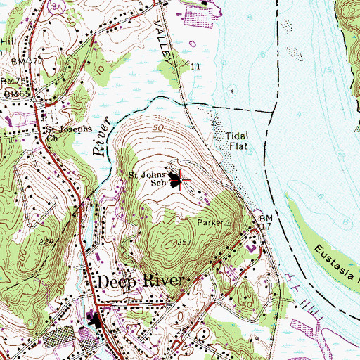 Topographic Map of Saint Johns School, CT