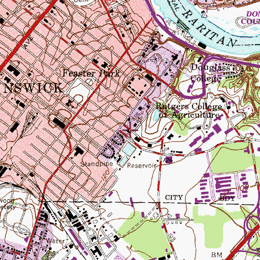 Topographic Map of Thompson Hall, NJ