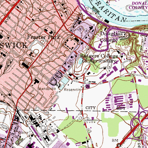 Topographic Map of Martin Hall, NJ