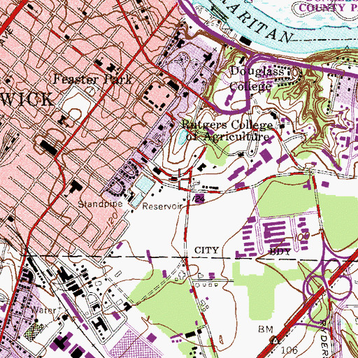 Topographic Map of Bartlett Hall, NJ