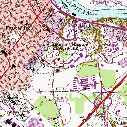 Topographic Map of Foran Hall, NJ