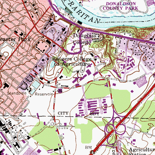 Topographic Map of Woodbury Hall, NJ