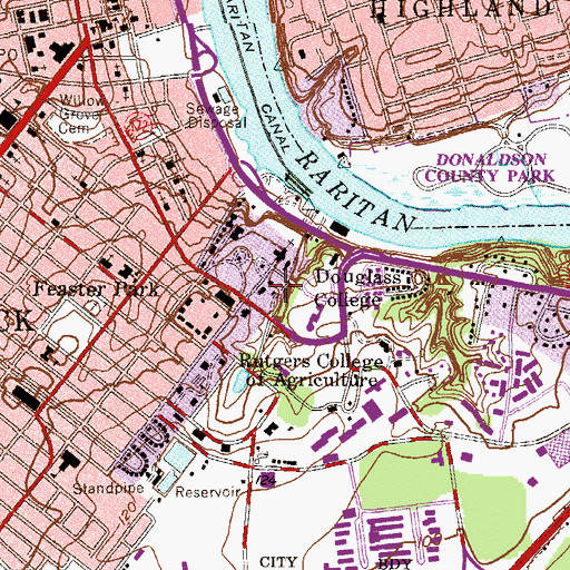 Topographic Map of Mabel Smith Douglass Library, NJ