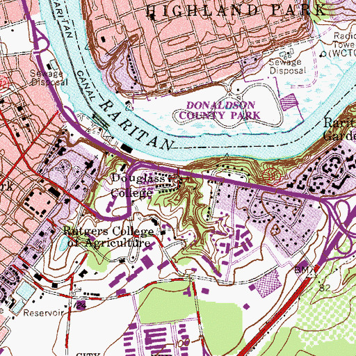 Topographic Map of Douglass Developmental Disabilities Center, NJ