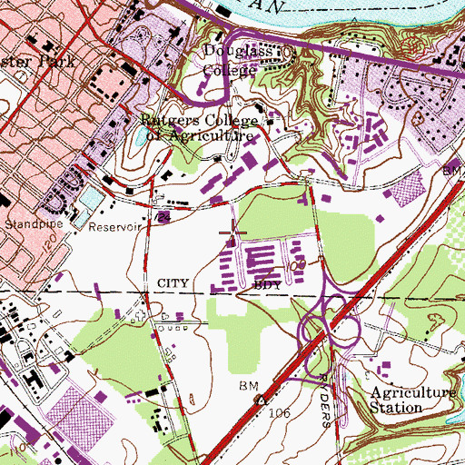 Topographic Map of Cook-Douglass Recreation Center, NJ