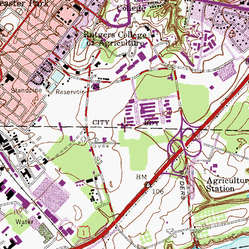 Topographic Map of Voorhees Residence Hall, NJ