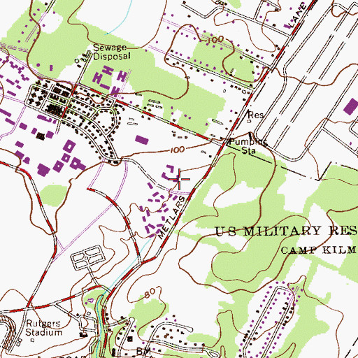 Topographic Map of Allen Hall, NJ