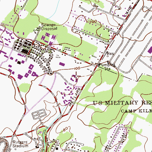 Topographic Map of Barr Hall, NJ