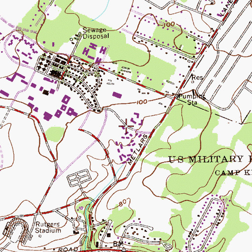 Topographic Map of Metzger Hall, NJ