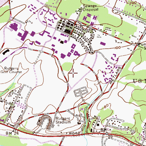 Topographic Map of Sonny Werblin Recreation Center, NJ