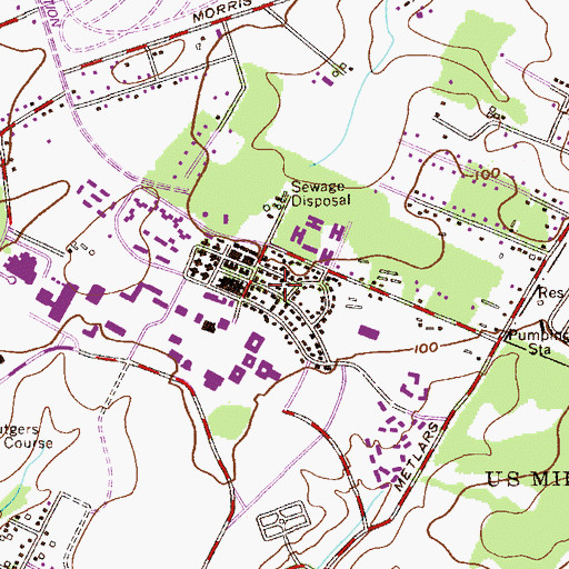 Topographic Map of Thomas Hall, NJ