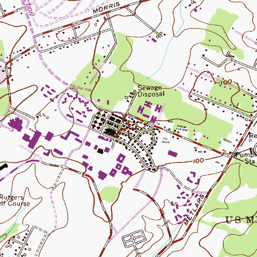 Topographic Map of Morrow Hall, NJ