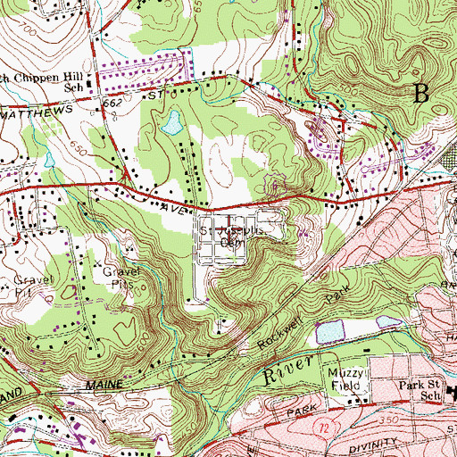 Topographic Map of Saint Josephs Cemetery, CT