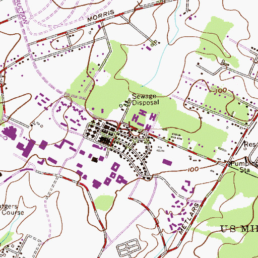 Topographic Map of Crosby Hall, NJ