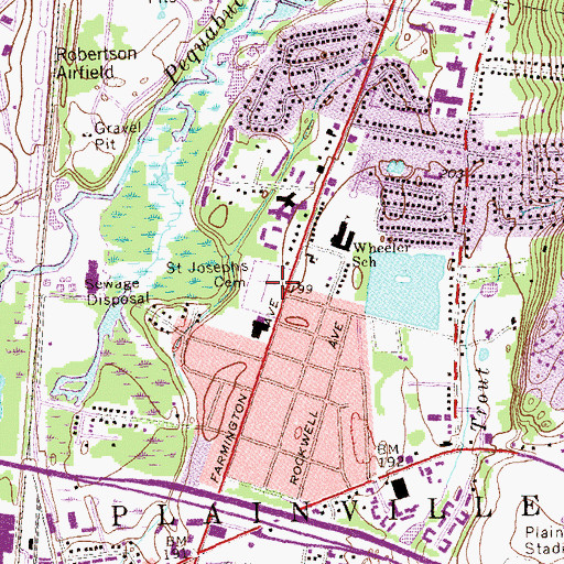Topographic Map of Saint Josephs Cemetery, CT
