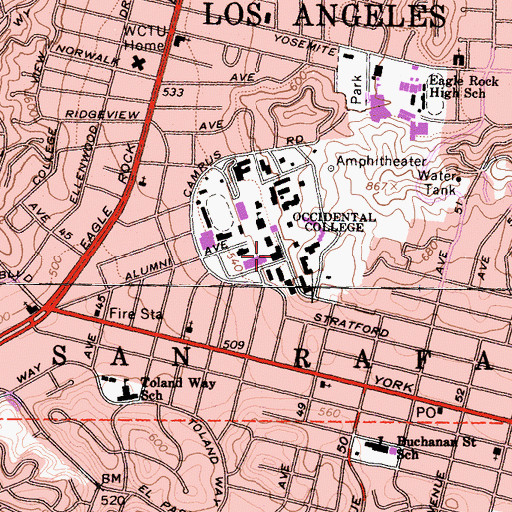 Topographic Map of Norris Hall of Chemistry, CA