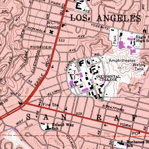 Topographic Map of Johnson Student Center, CA