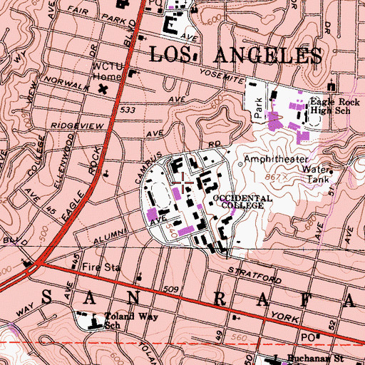 Topographic Map of Weingart Center For The Liberal Arts, CA