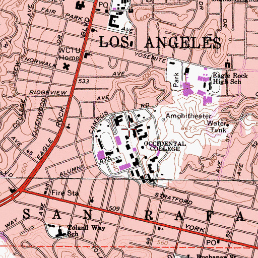Topographic Map of Chilcott Hall, CA