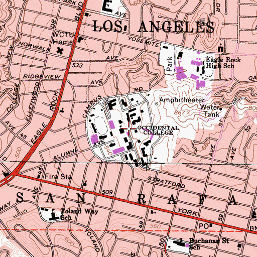 Topographic Map of Stearns Hall, CA