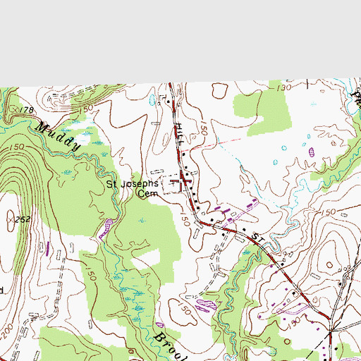 Topographic Map of Saint Joseph's Cemetery, CT