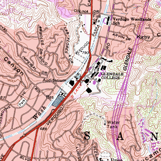 Topographic Map of Auditorium Building, CA