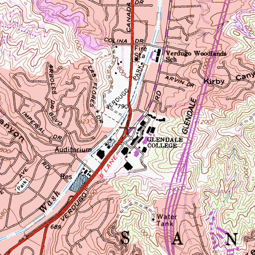 Topographic Map of Camino Real Building, CA