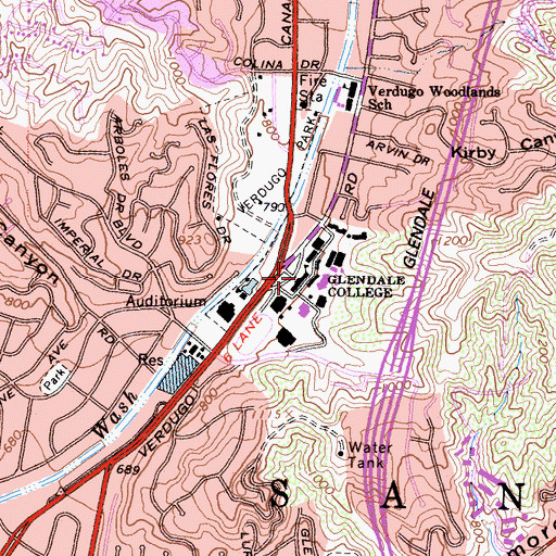 Topographic Map of John A Davitt Administration Building, CA
