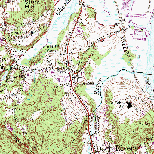 Topographic Map of Saint Josephs Church, CT