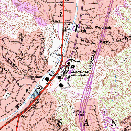 Topographic Map of San Gabriel Building, CA