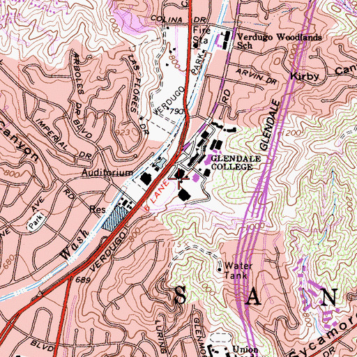 Topographic Map of Sierra Nevada Gymnasium, CA