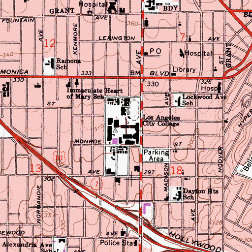 Topographic Map of Franklin Hall, CA