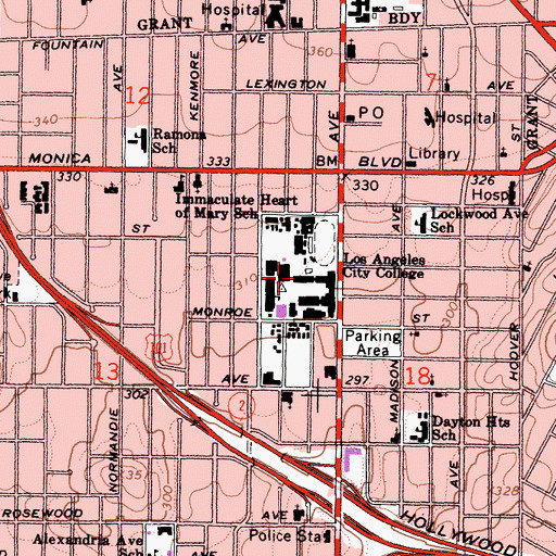 Topographic Map of Jefferson Hall, CA