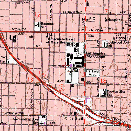 Topographic Map of Martin Luther King Library, CA