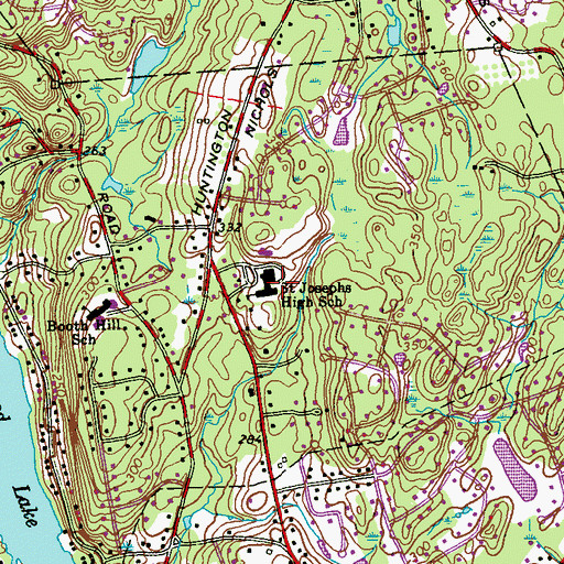 Topographic Map of Saint Josephs High School, CT