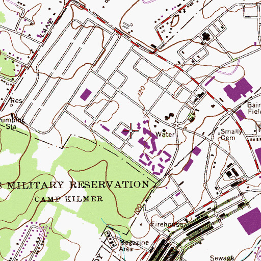 Topographic Map of Media Services Kilmer Area Library, NJ