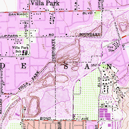 Topographic Map of Santiago Creek Recharge Basin, CA