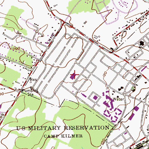 Topographic Map of Louis Brown Athletic Center, NJ