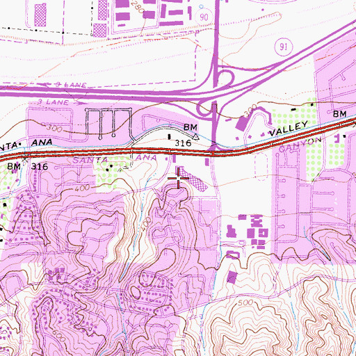 Topographic Map of Crossroads Shopping Center, CA