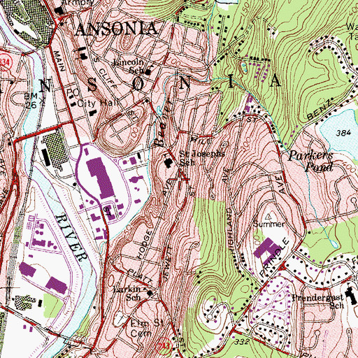 Topographic Map of Saint Josephs School, CT