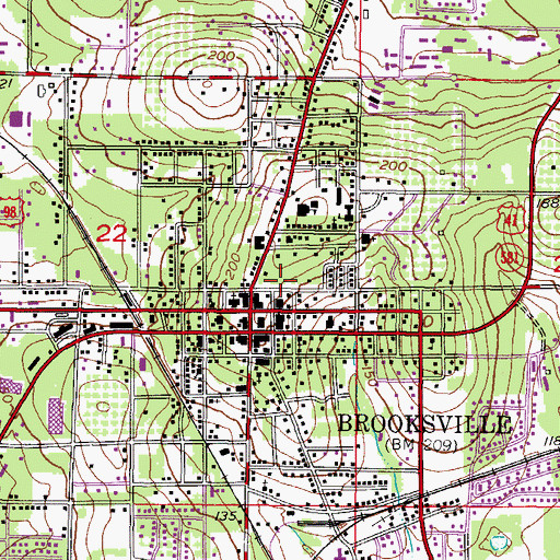 Topographic Map of Brooksville Chamber of Commerce, FL