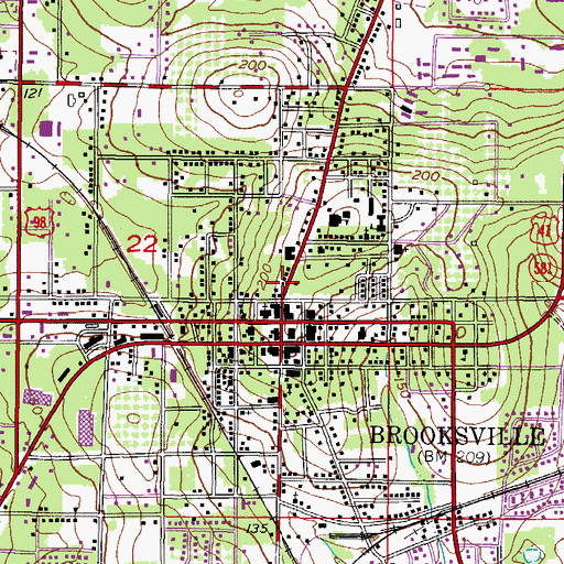 Topographic Map of City of Brooksville City Hall, FL