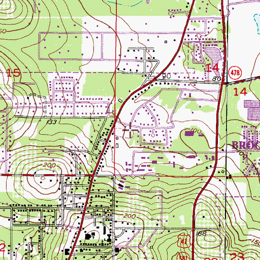 Topographic Map of Hernando High School Football Stadium, FL
