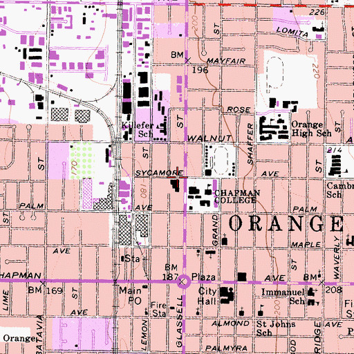 Topographic Map of Beckman Hall, CA
